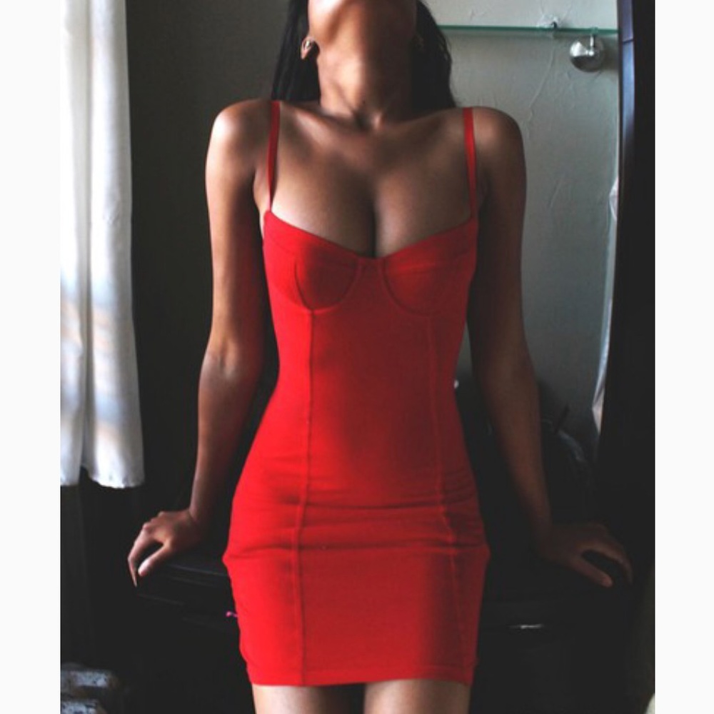 American apparel red underwire bustier dress
